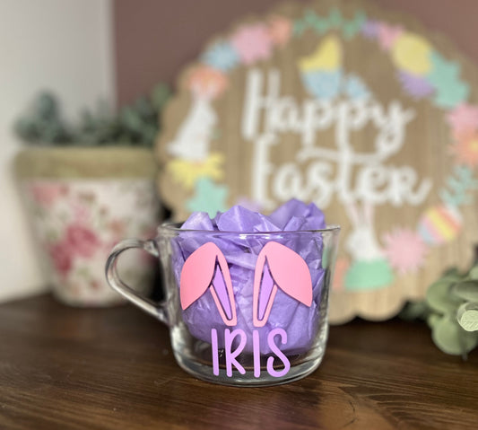 Easter Personalised Kids Mug | Easter Bunny Clear Cup | Children’s Easter Gift