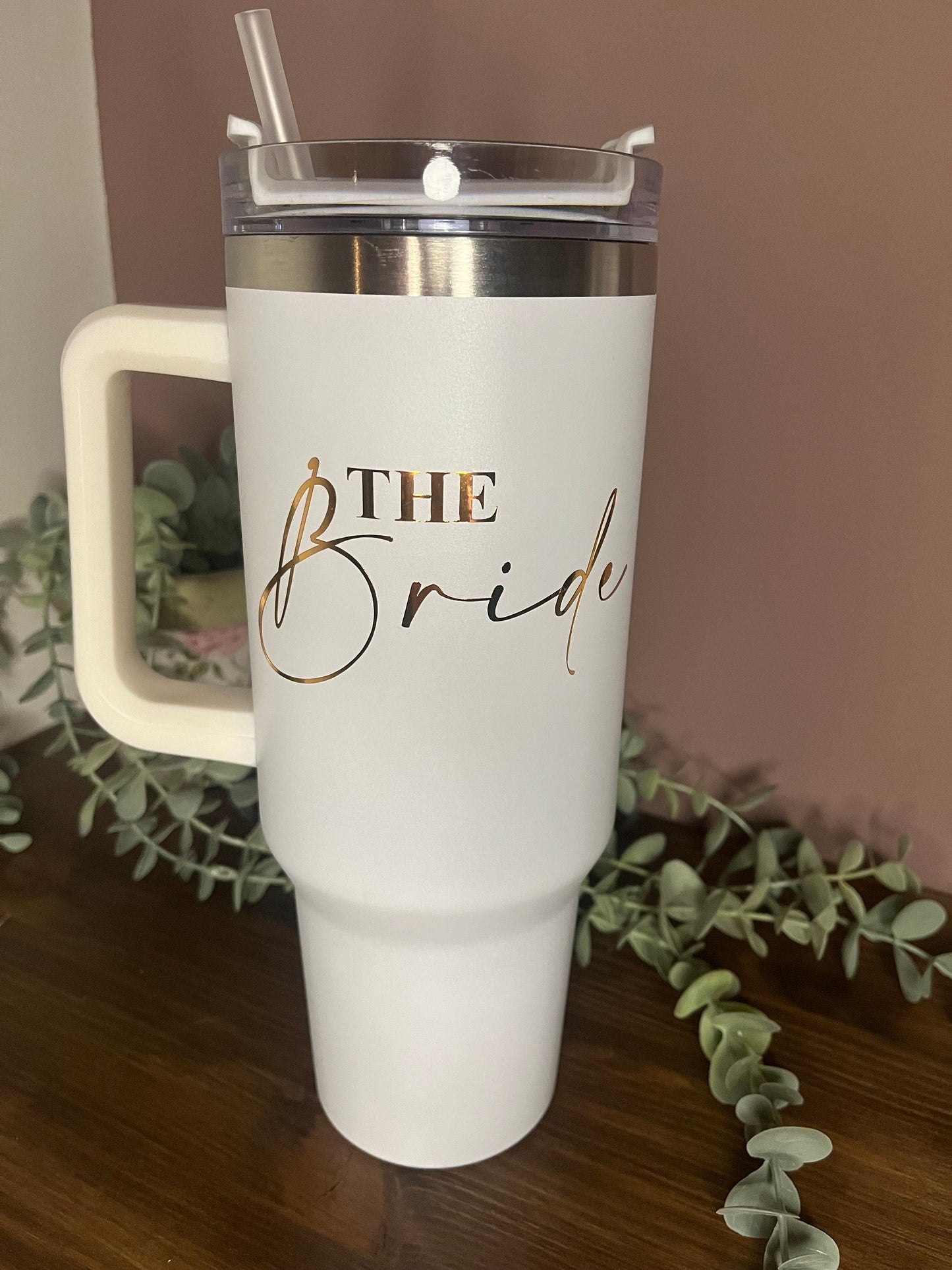 Bridal Party Travel Mug | Bride Gift | Bride Cold Cup / Tumbler | Bride / Hen / Wedding Travel Mug | Insulated Name Cup with Handle