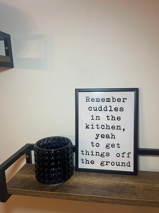 Arctic Monkeys Cuddles In The Kitchen Typography Wall Art Print, Song Lyric Quote Wall Art, Framed A5 Poster Typewriter Font with Vinyl