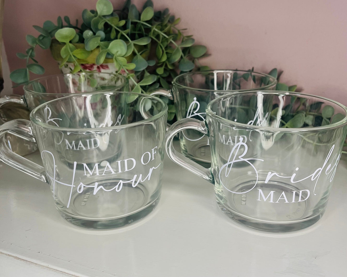 Bridal Party mug | Wedding Morning Cups | Bridesmaid mug gift | Maid of Honour coffee cup | Bridal party personalised clear cup | Bride gift