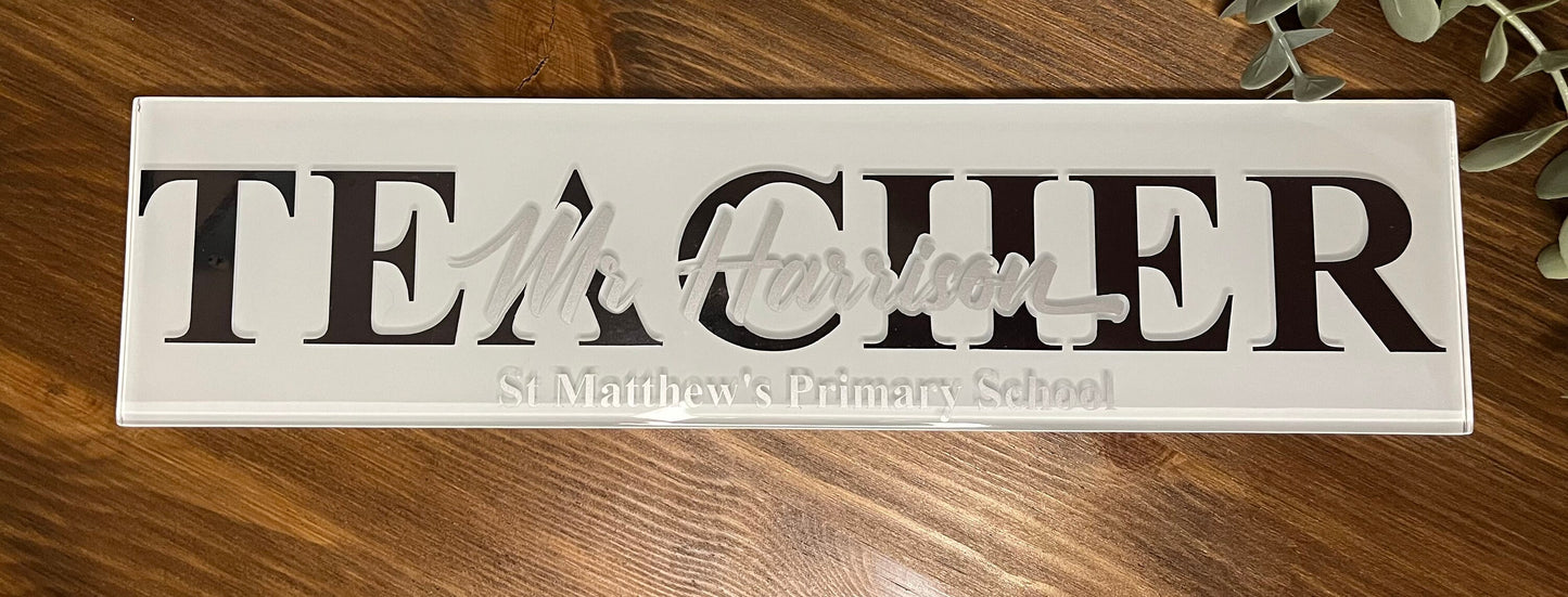 Teacher Gift | Personalised Teacher Tile/Sign/Plaque I Personalised Teacher Retirement Gift I End Of Year Teacher & Headteacher Present