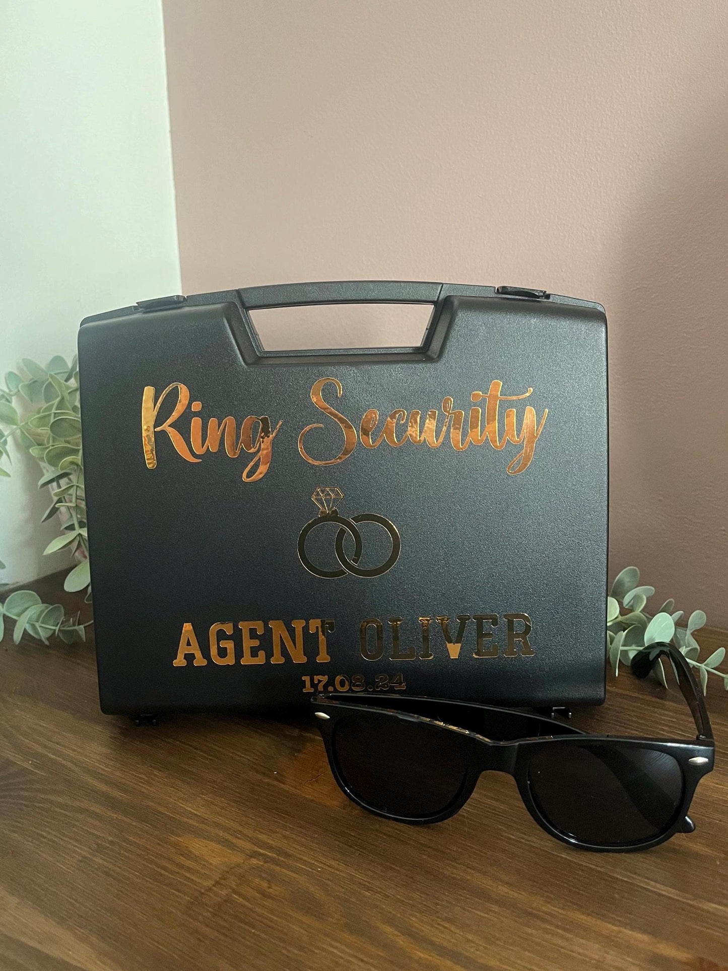 Bridal Ring Security Personalised Briefcase | Page Boy Ring Box | Wedding Day Page Boy Gift | Ring security case & glasses
