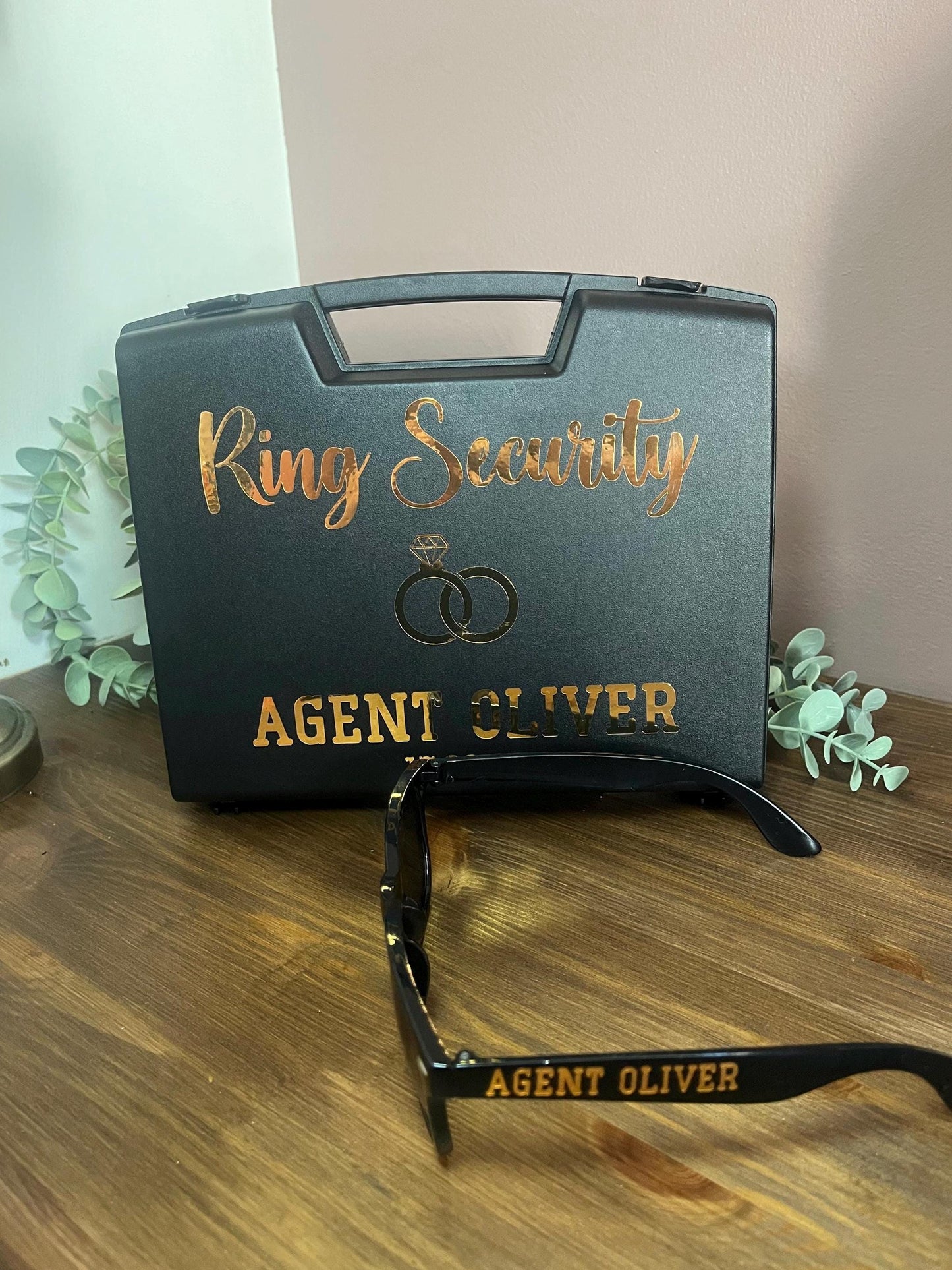 Bridal Ring Security Personalised Briefcase | Page Boy Ring Box | Wedding Day Page Boy Gift | Ring security case & glasses