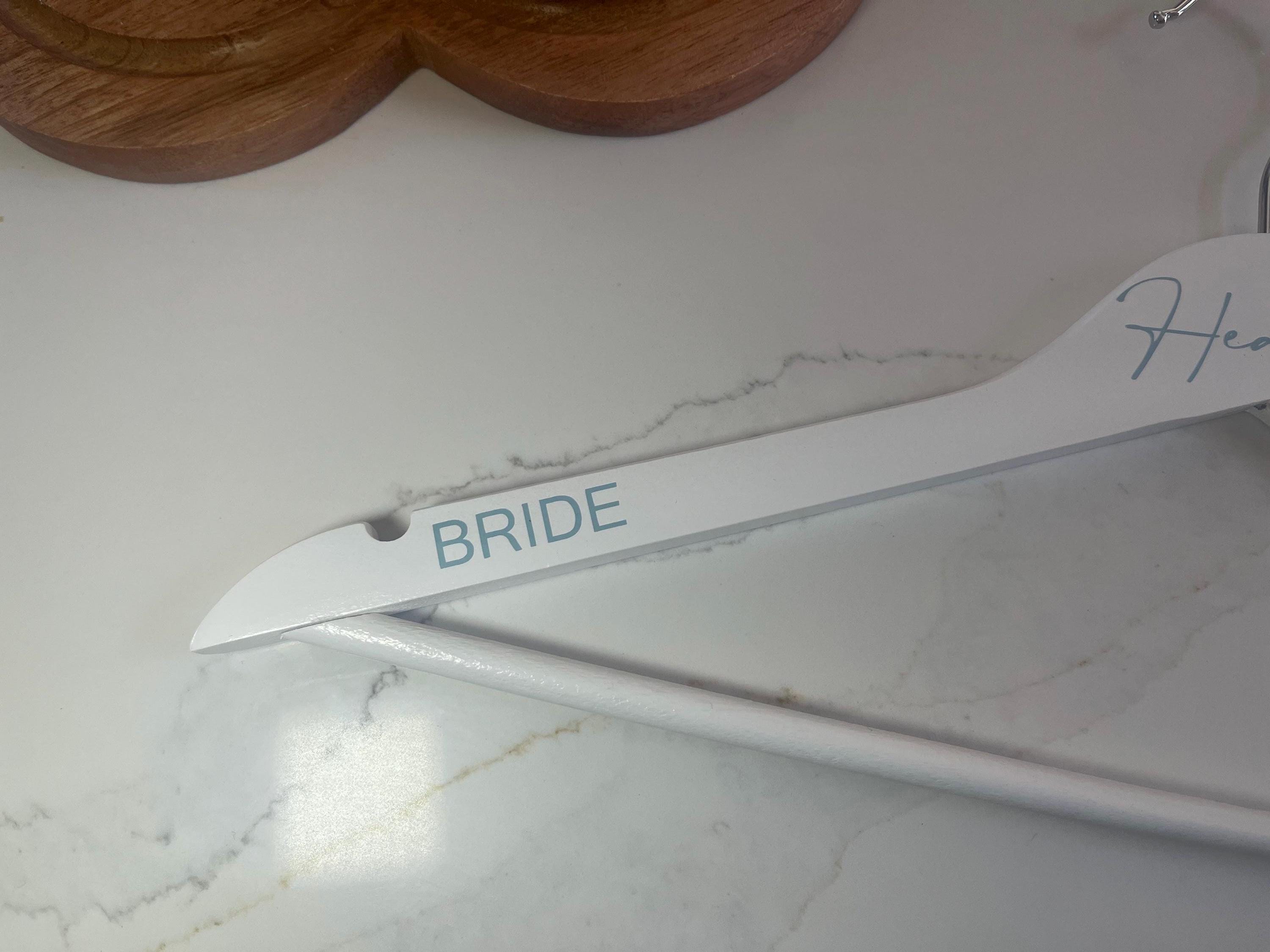 Bridal Wedding Dress Hanger | Personalised wedding day wooden hangers | Bridal, bridesmaid name Hangers in white | Bridal Party Wedding Hangers