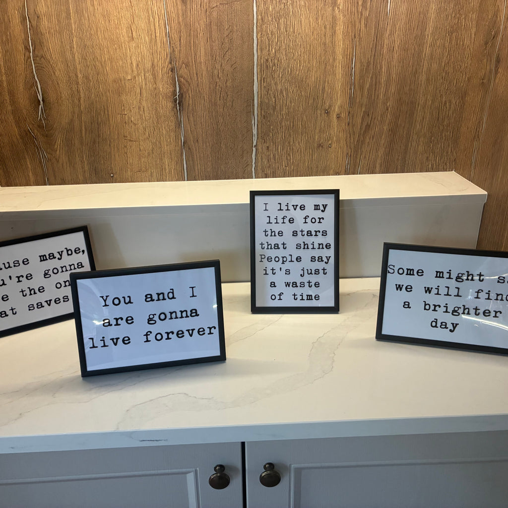 Oasis Fan Gift – A5 Lyric Quote Print with Frame – Oasis 2025 Vinyl Wall Art – Customisable with Gig Location & Date