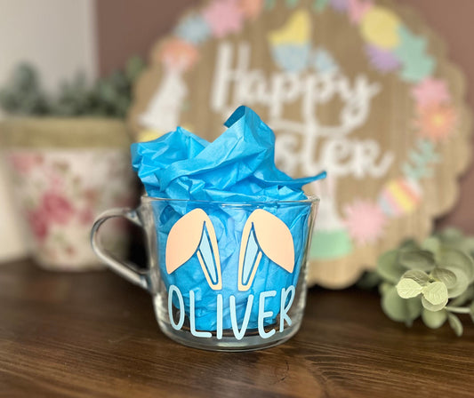 Easter Personalised Kids Mug  |  Easter Bunny Clear Cup  |  Children’s Easter Gift