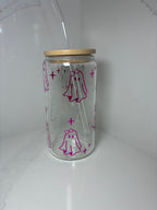 Cute Ghost with Bow Glass Cup | Sweet, Girly Ghost Boo Basket Gift Tumbler