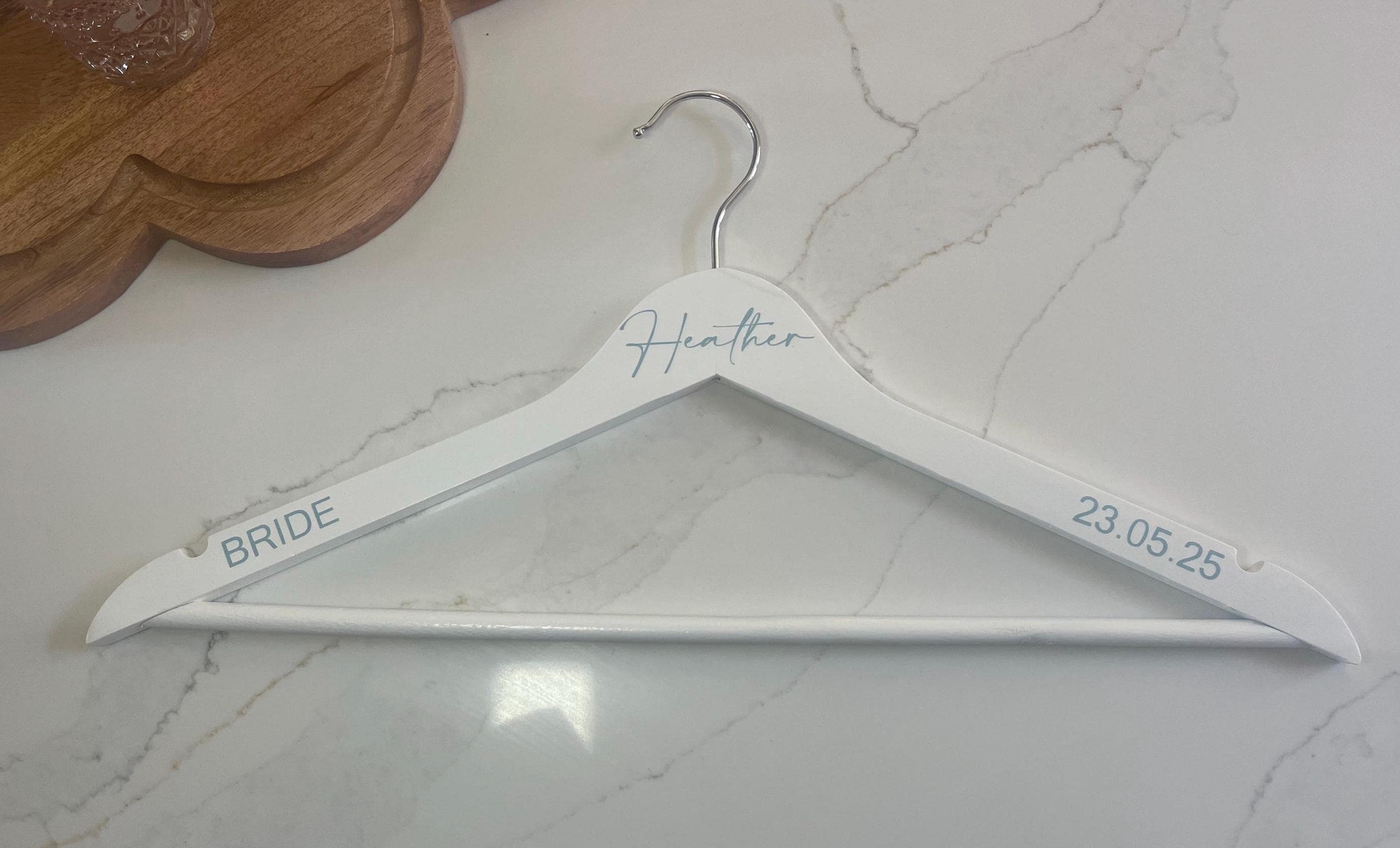 Bridal Wedding Dress Hanger | Personalised wedding day wooden hangers | Bridal, bridesmaid name Hangers in white | Bridal Party Wedding Hangers