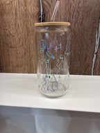 Sassy Ghost Middle Finger Glass Cup | Holographic & Coloured Foil Iced Coffee Tumbler