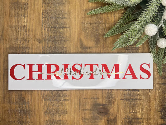 Christmas Personalised Family Sign I Christmas Welcome Sign Plaque/Tile | Personalised Christmas Decoration/Ornament | Festive gift