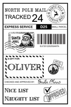 Personalised North Pole Christmas Postage Label, Santa Approved Delivery Sticker, Special Delivery Gift, Christmas Eve Box Kids