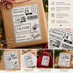 Personalised North Pole Christmas Postage Label, Santa Approved Delivery Sticker, Special Delivery Gift, Christmas Eve Box Kids