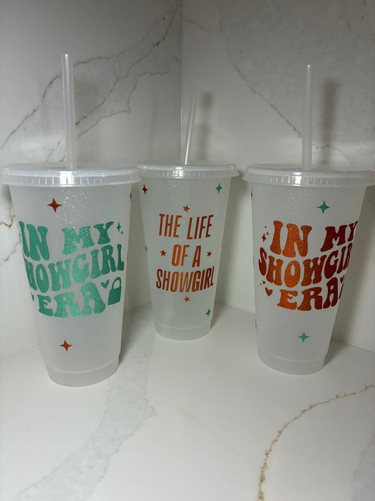 Life of a Showgirl Swiftie Cold Cup: Personalised Tumbler with Straw
