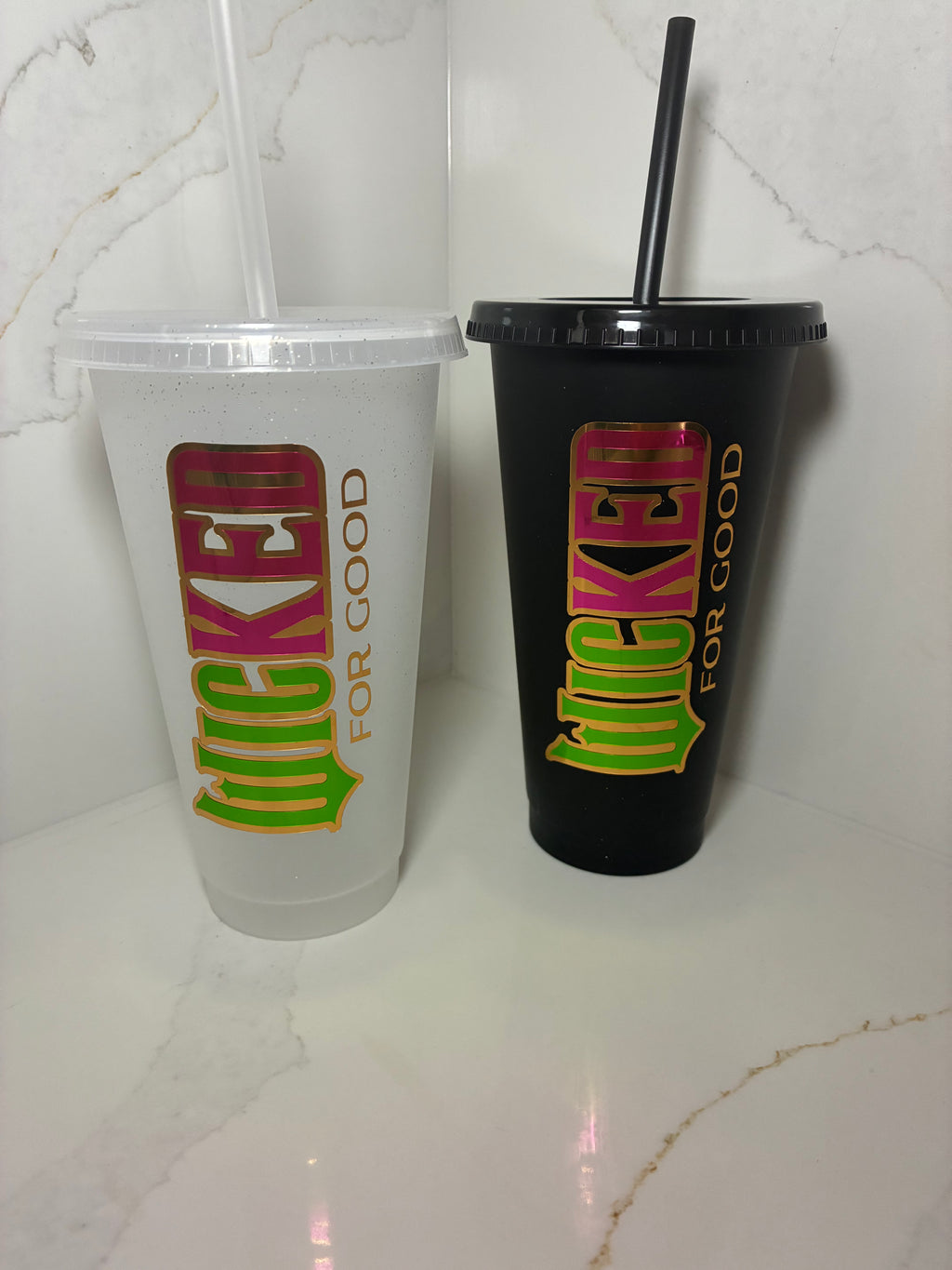 Wicked Cold Cup | Wicked Film Starbucks Tumbler | Personalised Name Wicked Cup with Straw | Glinda & Elphaba Merch |  Wicked Birthday Gift