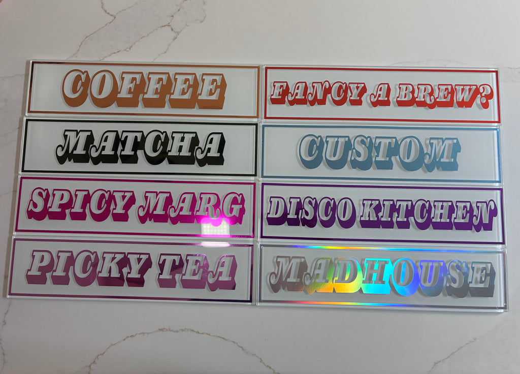 Personalised Retro Glass Statement Sign & Wall Art