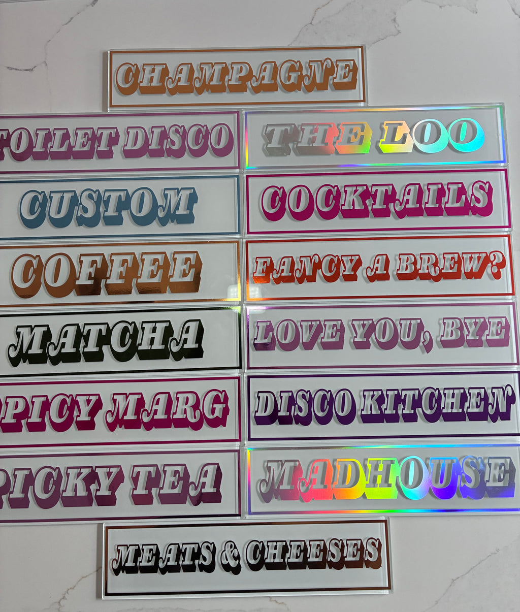 Personalised Retro Glass Statement Sign & Wall Art