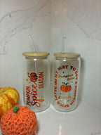 Pumpkin Spice Season Glass Can, Personalised Autumn Tumbler, Pumpkin Spice Mug, Fall Drinkware Gift Set, Halloween Cup