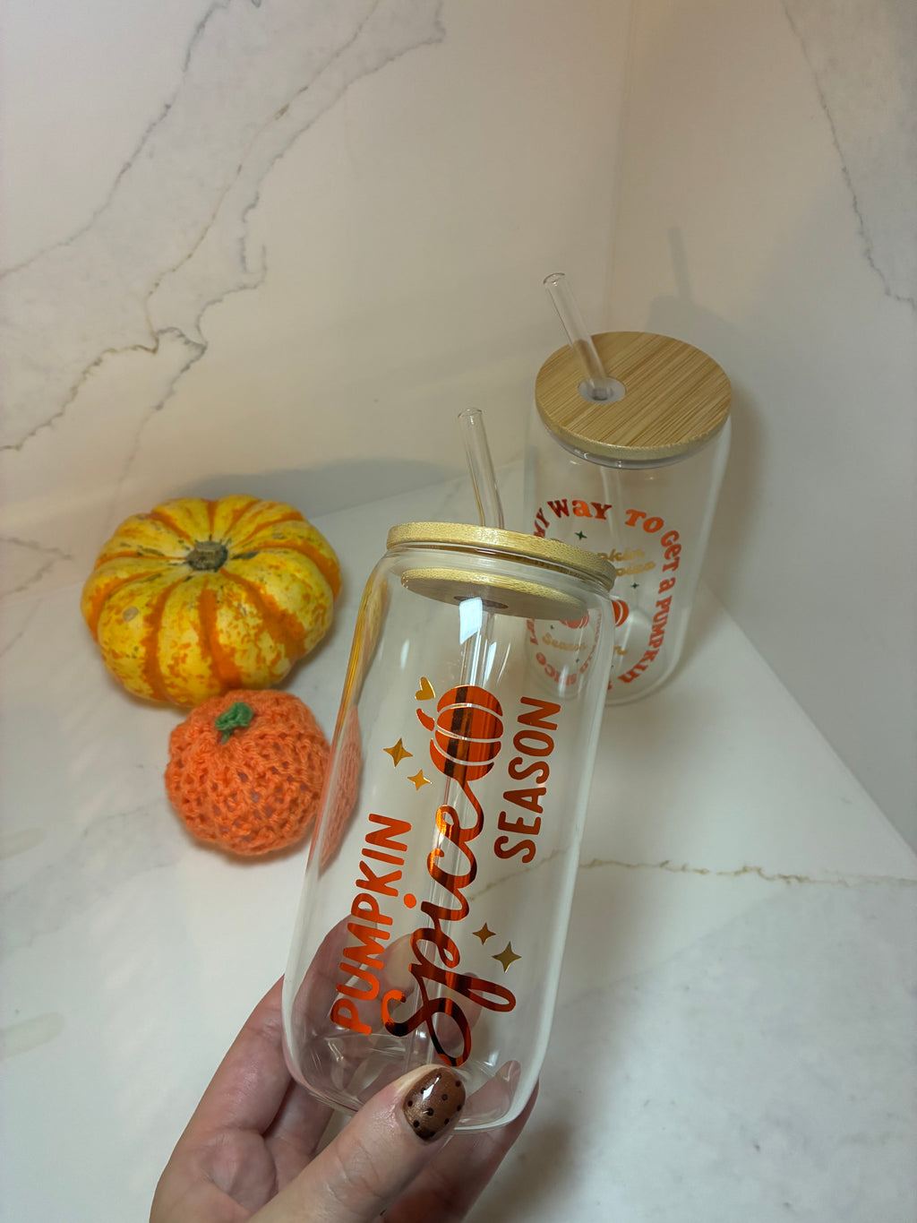 Pumpkin Spice Season Glass Can, Personalised Autumn Tumbler, Pumpkin Spice Mug, Fall Drinkware Gift Set, Halloween Cup