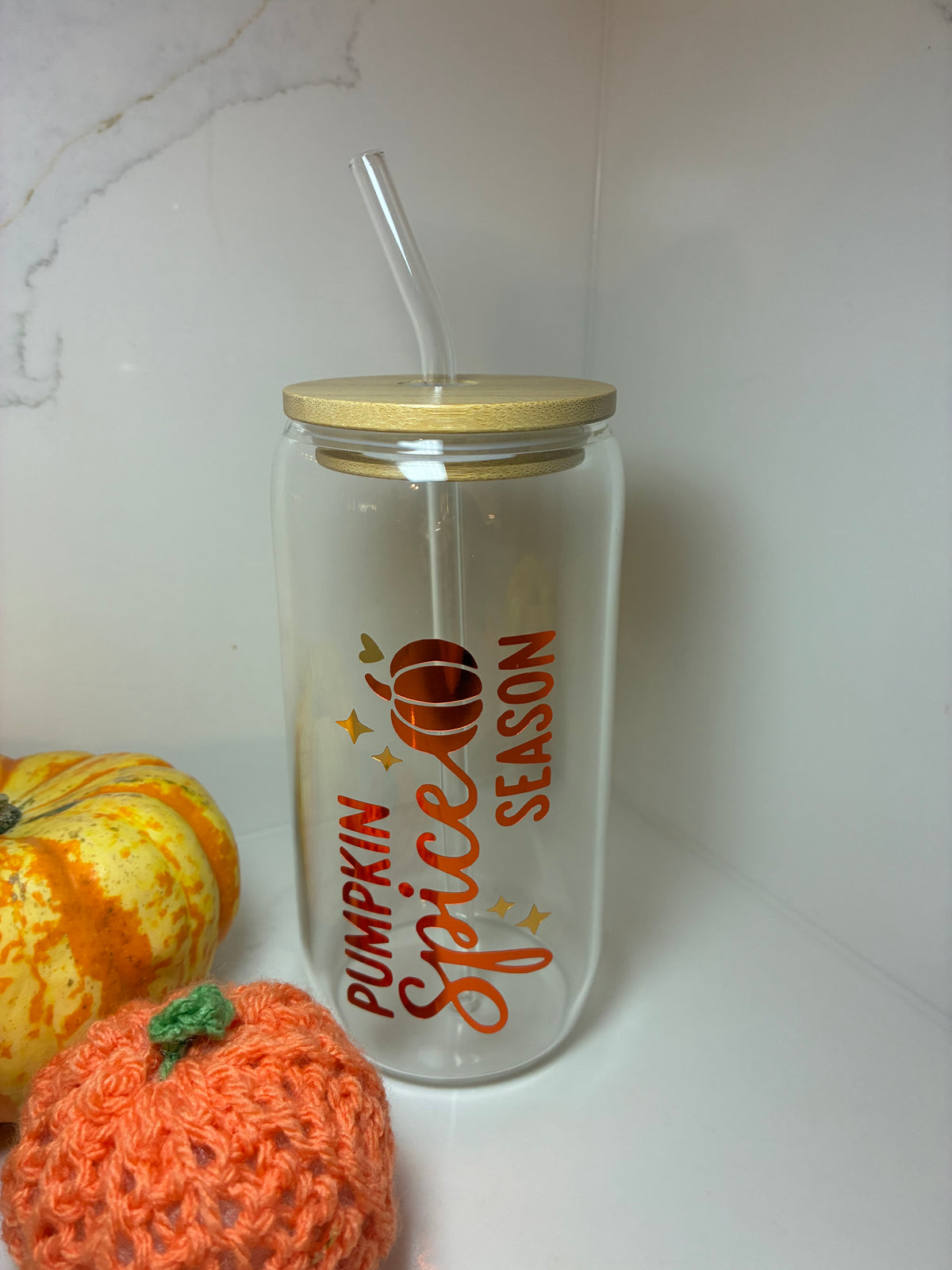 Pumpkin Spice Season Glass Can, Personalised Autumn Tumbler, Pumpkin Spice Mug, Fall Drinkware Gift Set, Halloween Cup
