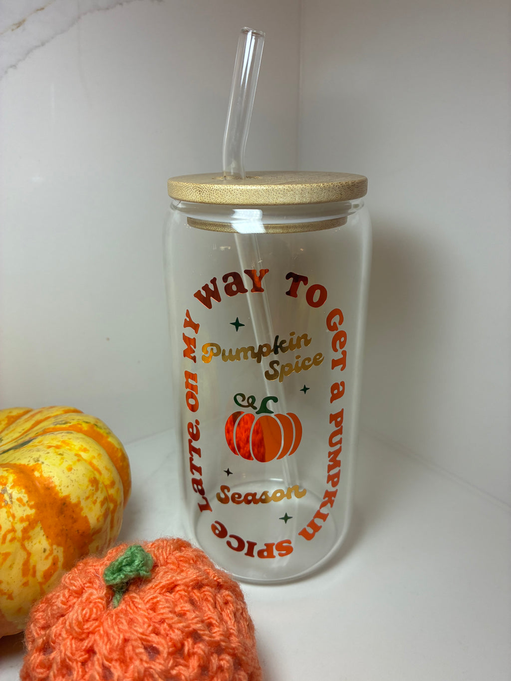 Pumpkin Spice Season Glass Can, Personalised Autumn Tumbler, Pumpkin Spice Mug, Fall Drinkware Gift Set, Halloween Cup