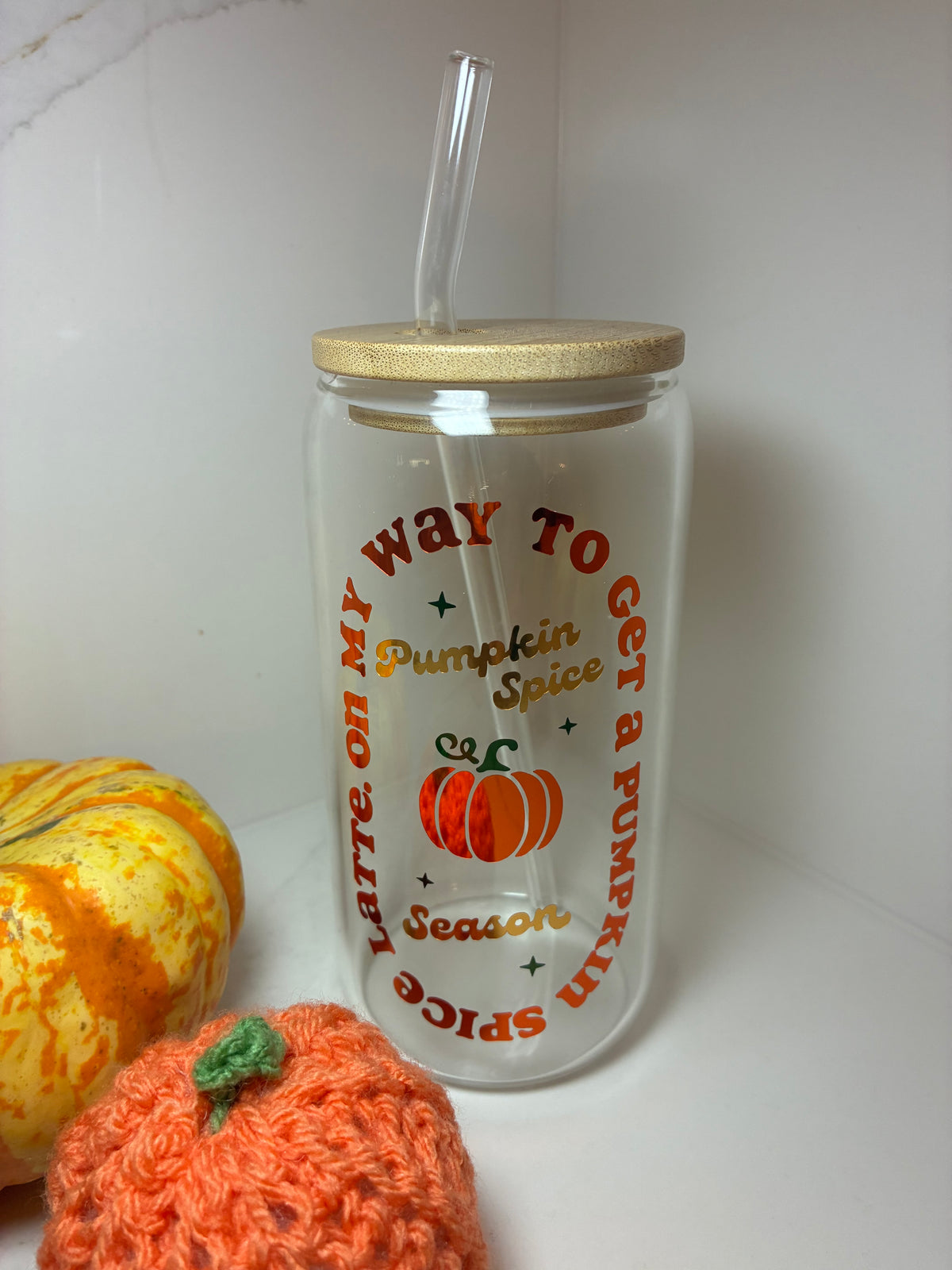 Pumpkin Spice Season Glass Can, Personalised Autumn Tumbler, Pumpkin Spice Mug, Fall Drinkware Gift Set, Halloween Cup