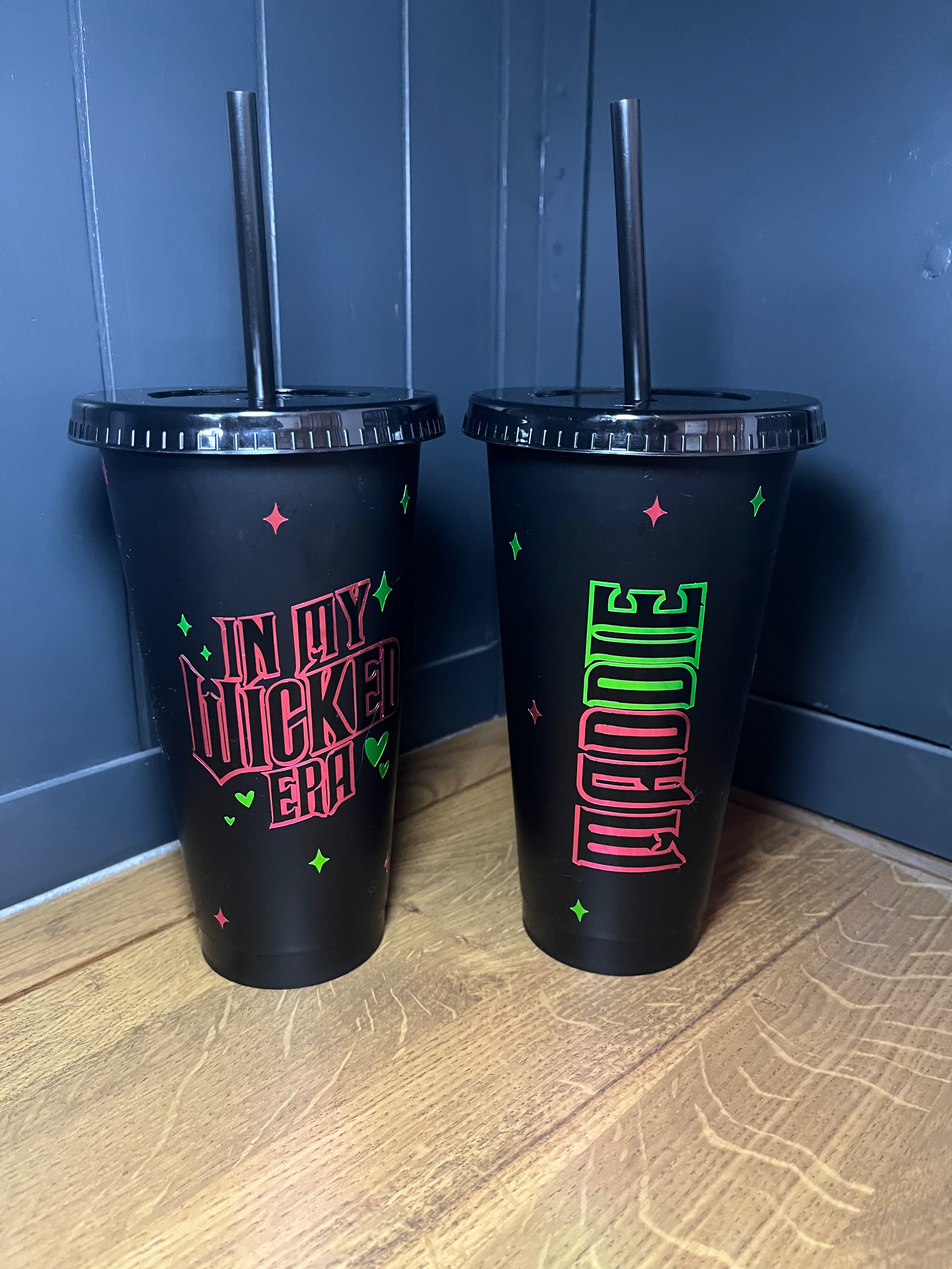 Wicked Cold Cup | Wicked Film Starbucks Tumbler | Personalised Name Wicked Cup with Straw | Glinda & Elphaba Merch |  Wicked Birthday Gift