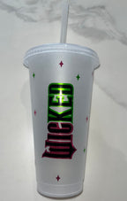 Wicked Cold Cup | Wicked Film Starbucks Tumbler | Personalised Name Wicked Cup with Straw | Glinda & Elphaba Merch |  Wicked Birthday Gift
