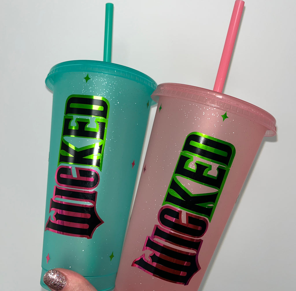 Wicked Cold Cup | Wicked Film Starbucks Tumbler | Personalised Name Wicked Cup with Straw | Glinda & Elphaba Merch |  Wicked Birthday Gift