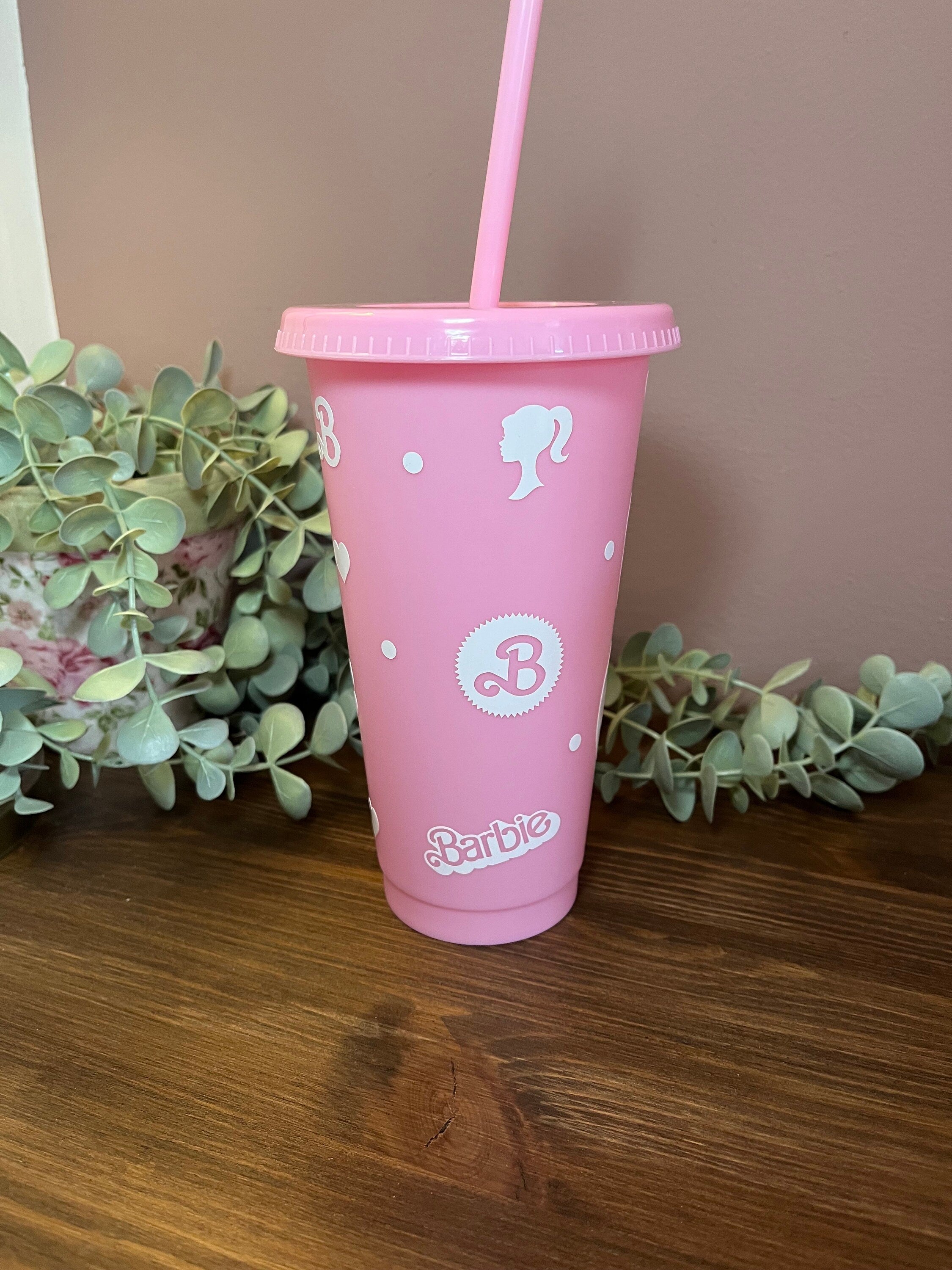 Barbie Cold Cup | Barbie Starbucks Tumbler |Personalised Name Barbie Cup with lid & Straw | Barbie Merch | Pink Barbie Tumbler Birthday Gift - The Crafty Bee