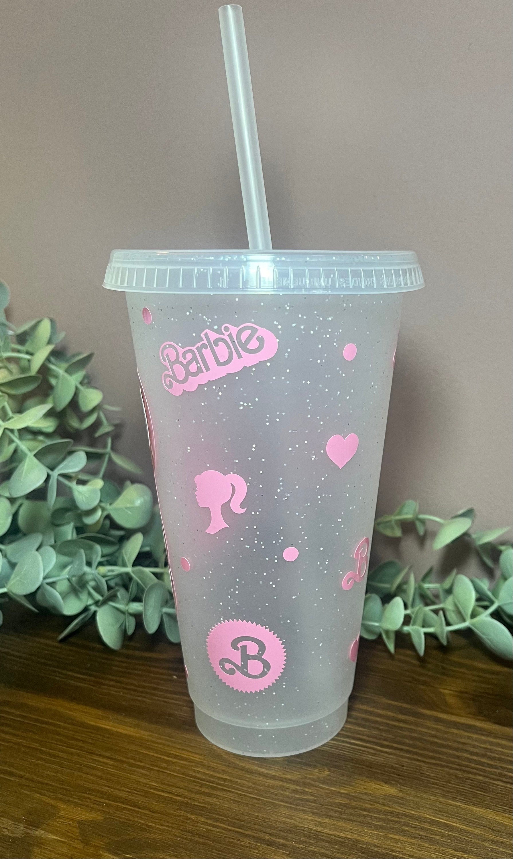 Barbie Cold Cup | Barbie Starbucks Tumbler |Personalised Name Barbie Cup with lid & Straw | Barbie Merch | Pink Barbie Tumbler Birthday Gift - The Crafty Bee