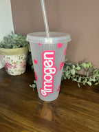 Barbie Cold Cup | Barbie Starbucks Tumbler |Personalised Name Barbie Cup with lid & Straw | Barbie Merch | Pink Barbie Tumbler Birthday Gift - The Crafty Bee