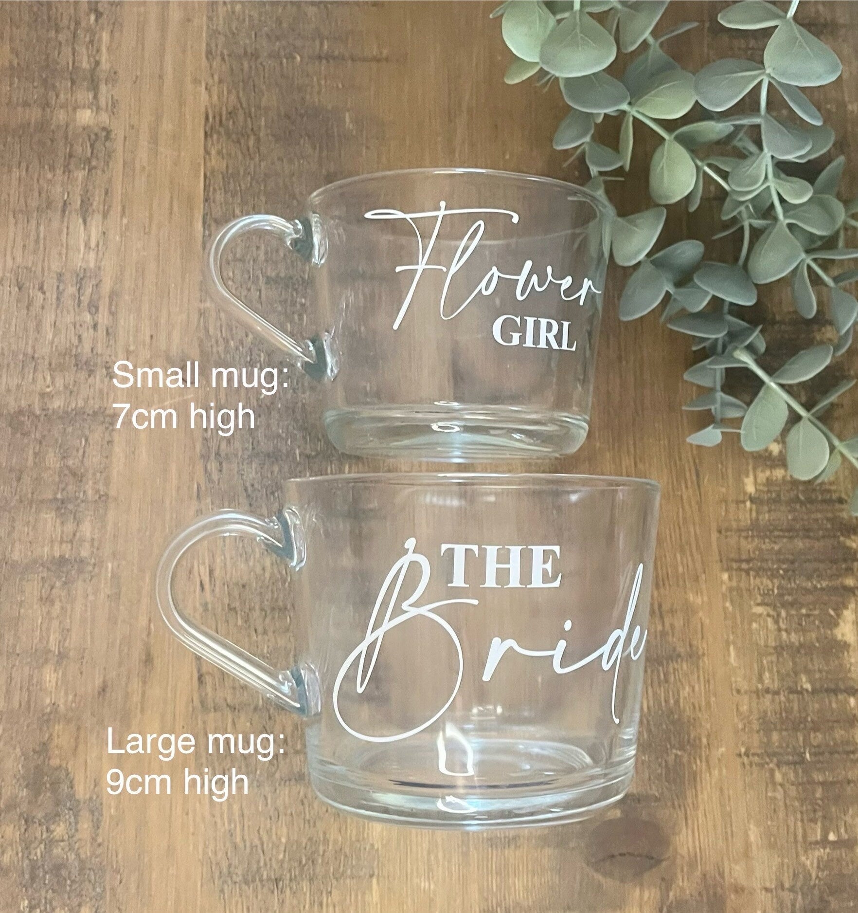 Bridal Party mug | Wedding Morning Cups | Bridesmaid mug gift | Maid of Honour coffee cup | Bridal party personalised clear cup | Bride gift - The Crafty Bee