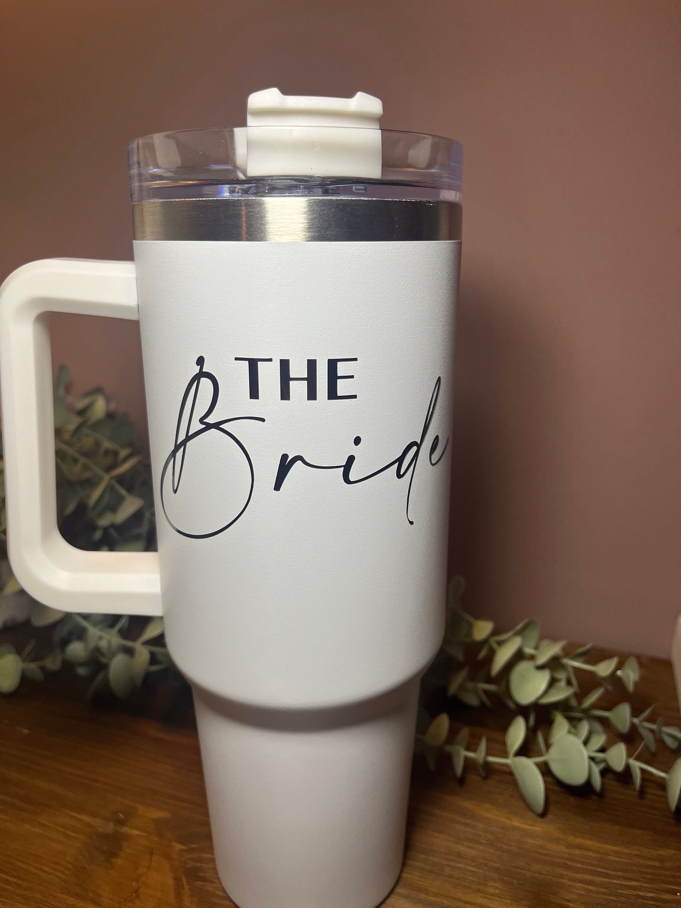 Bridal Party Travel Mug | Bride Gift | Bride Cold Cup / Tumbler | Bride / Hen / Wedding Travel Mug | Insulated Name Cup with Handle - The Crafty Bee