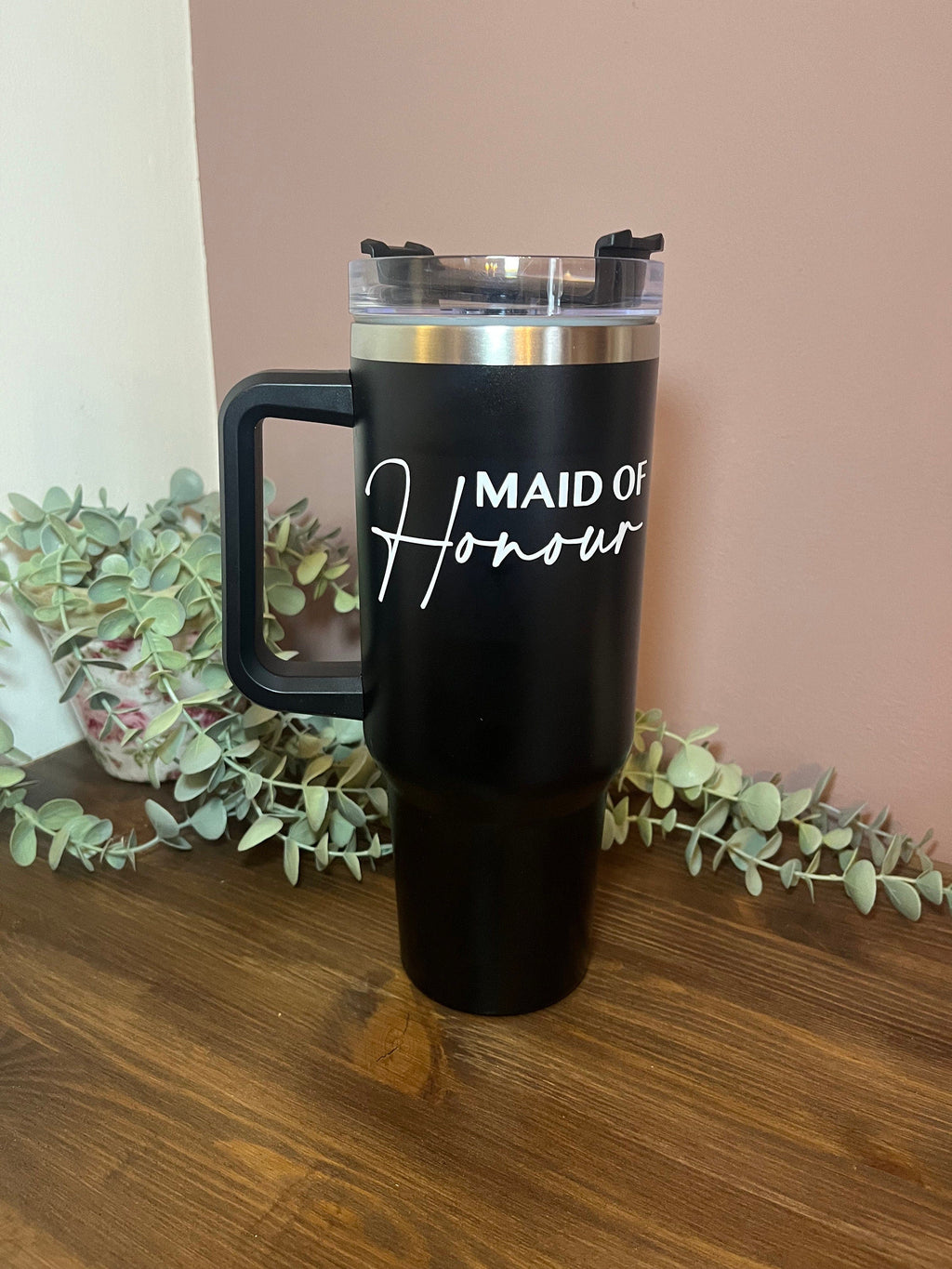 Bridal Party Travel Mug | Bride Gift | Bride Cold Cup / Tumbler | Bride / Hen / Wedding Travel Mug | Insulated Name Cup with Handle - The Crafty Bee