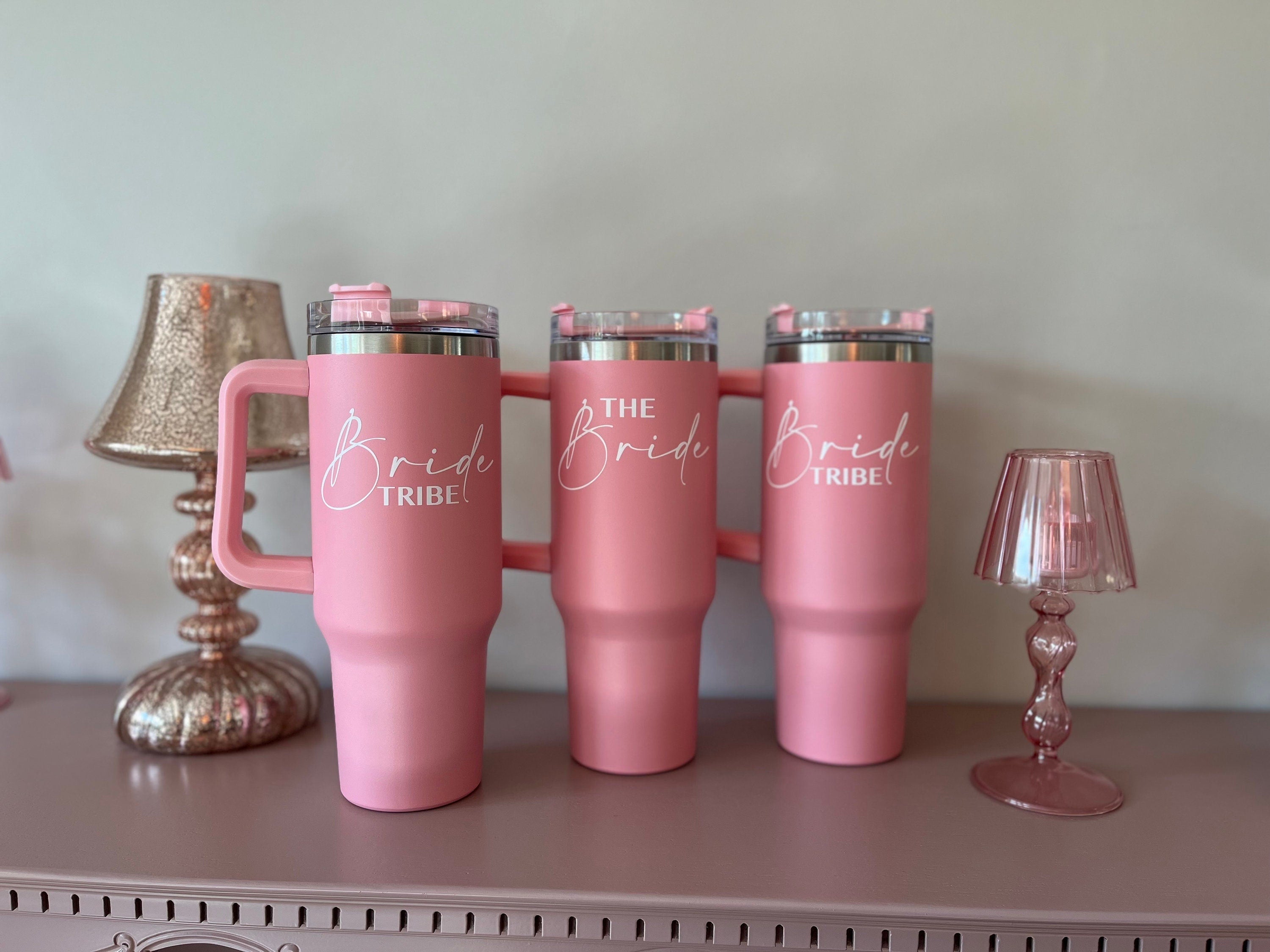 Bridal Party Travel Mug | Bride Gift | Bride Cold Cup / Tumbler | Bride / Hen / Wedding Travel Mug | Insulated Name Cup with Handle - The Crafty Bee