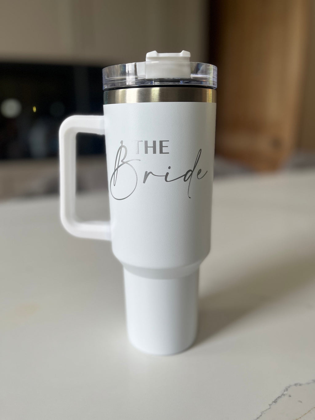 Bridal Party Travel Mug | Bride Gift | Bride Cold Cup / Tumbler | Bride / Hen / Wedding Travel Mug | Insulated Name Cup with Handle - The Crafty Bee