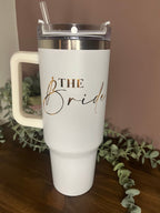 Bridal Party Travel Mug | Bride Gift | Bride Cold Cup / Tumbler | Bride / Hen / Wedding Travel Mug | Insulated Name Cup with Handle - The Crafty Bee