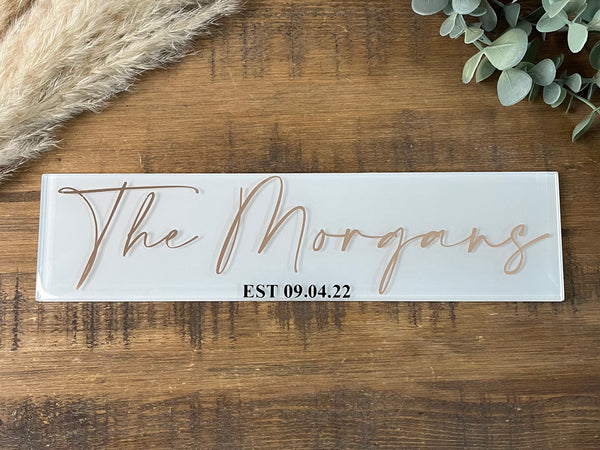 Bridal Personalised Wedding Gift for Home I Personalised Wedding Plaque/Tile/Sign | Wedding Day Present | Top Table Wedding Sign/ Newlyweds Gift - The Crafty Bee