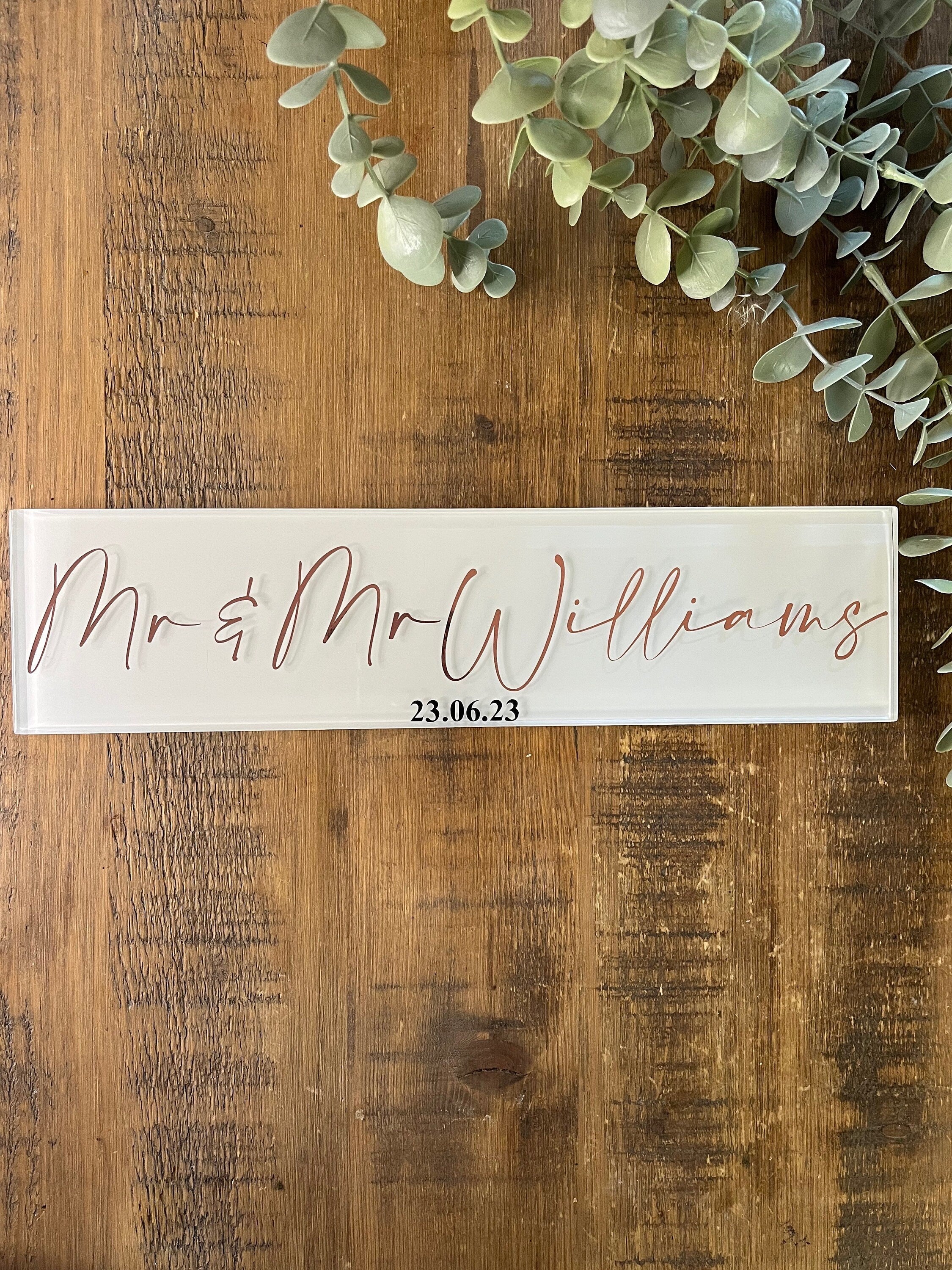 Bridal Personalised Wedding Gift for Home I Personalised Wedding Plaque/Tile/Sign | Wedding Day Present | Top Table Wedding Sign/ Newlyweds Gift - The Crafty Bee