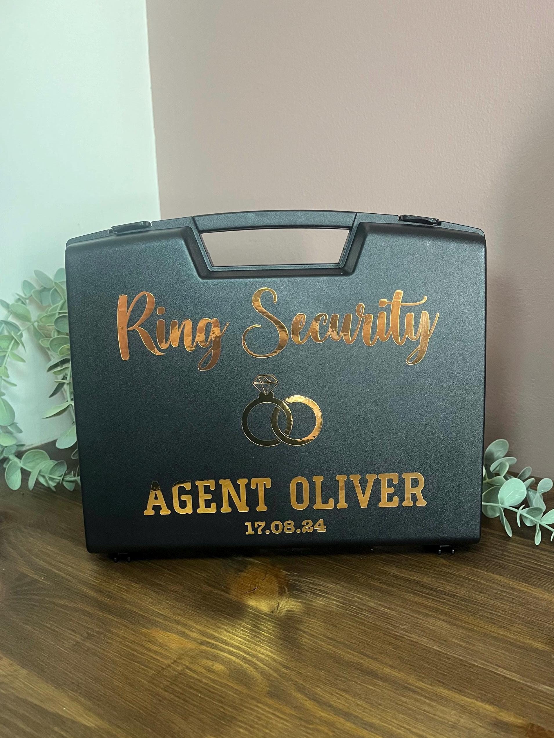 Bridal Ring Security Personalised Briefcase | Page Boy Ring Box | Wedding Day Page Boy Gift | Ring security case & glasses - The Crafty Bee