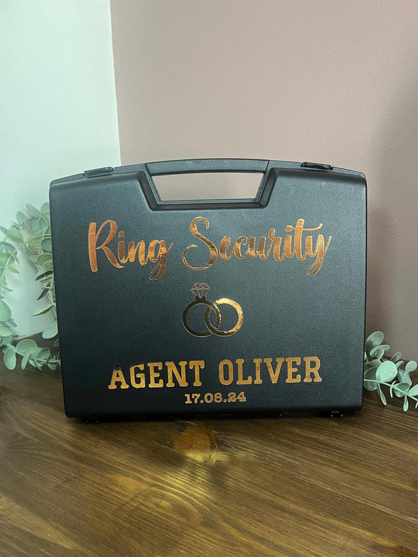 Bridal Ring Security Personalised Briefcase | Page Boy Ring Box | Wedding Day Page Boy Gift | Ring security case & glasses - The Crafty Bee