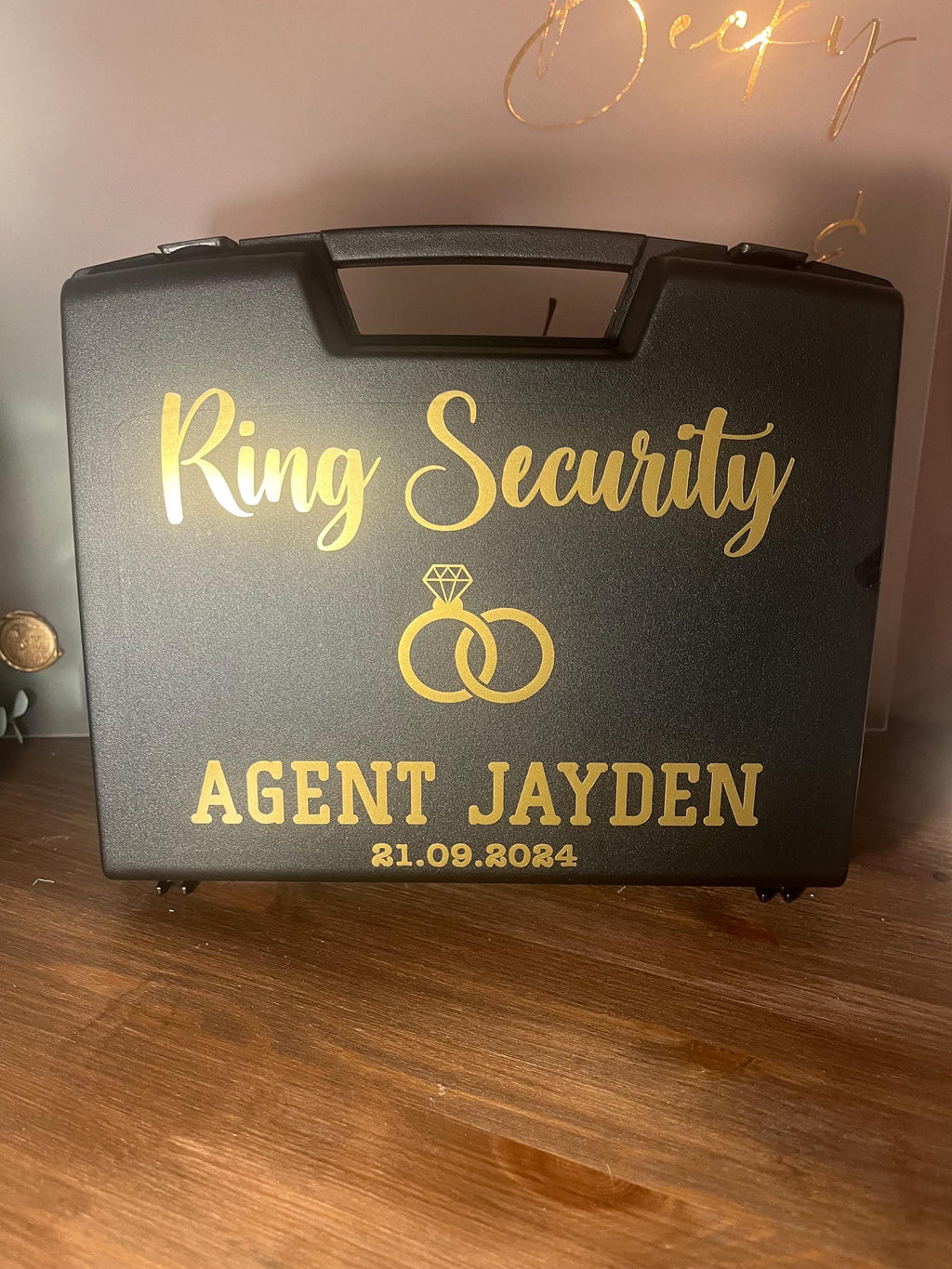 Bridal Ring Security Personalised Briefcase | Page Boy Ring Box | Wedding Day Page Boy Gift | Ring security case & glasses - The Crafty Bee