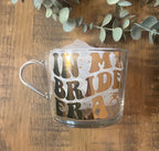 Bridal The Eras Bride Clear Mug | Swiftie Wifey Fan Glass Cup | Bride / Wifey Era themed cup/mug tea/coffee | Wedding Gift | Bride Merch - The Crafty Bee