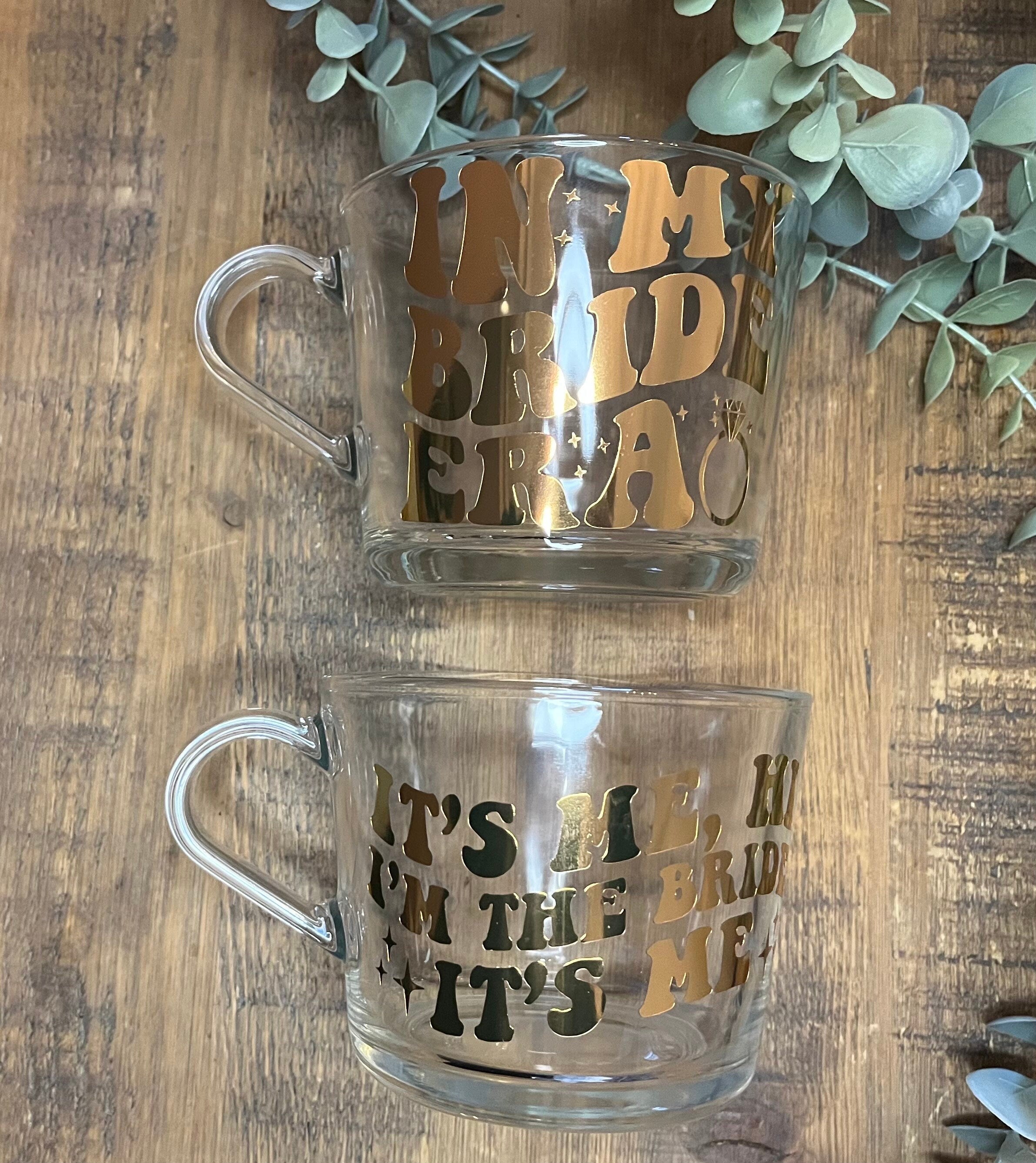 Bridal The Eras Bride Clear Mug | Swiftie Wifey Fan Glass Cup | Bride / Wifey Era themed cup/mug tea/coffee | Wedding Gift | Bride Merch - The Crafty Bee