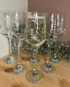 Bridal Wedding Morning Bridal Glass | Personalised Champagne Flutes | Hen Party/Bride Team/Bridesmaids/Gifts for Wedding Party - The Crafty Bee