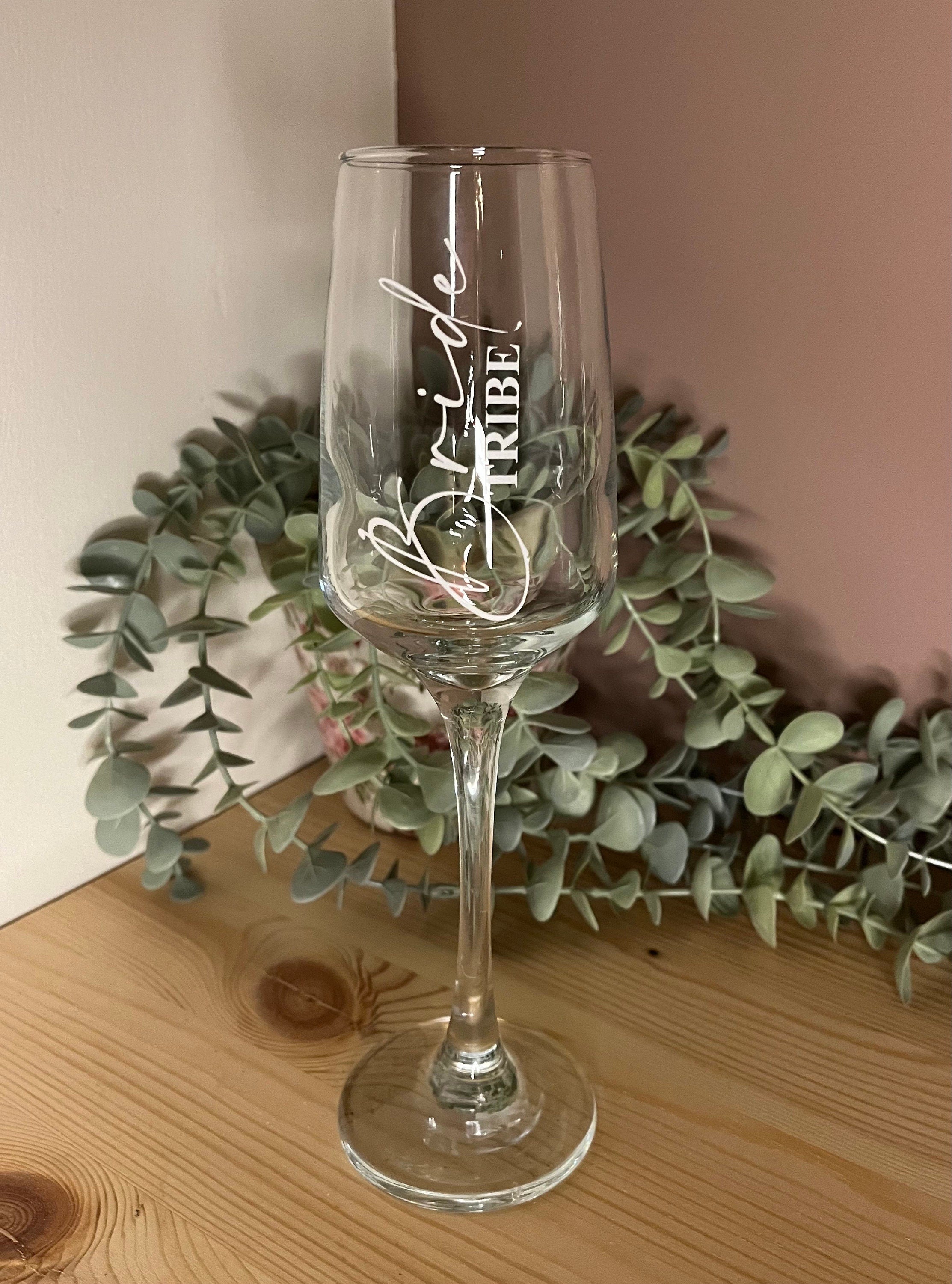 Bridal Wedding Morning Bridal Glass | Personalised Champagne Flutes | Hen Party/Bride Team/Bridesmaids/Gifts for Wedding Party - The Crafty Bee