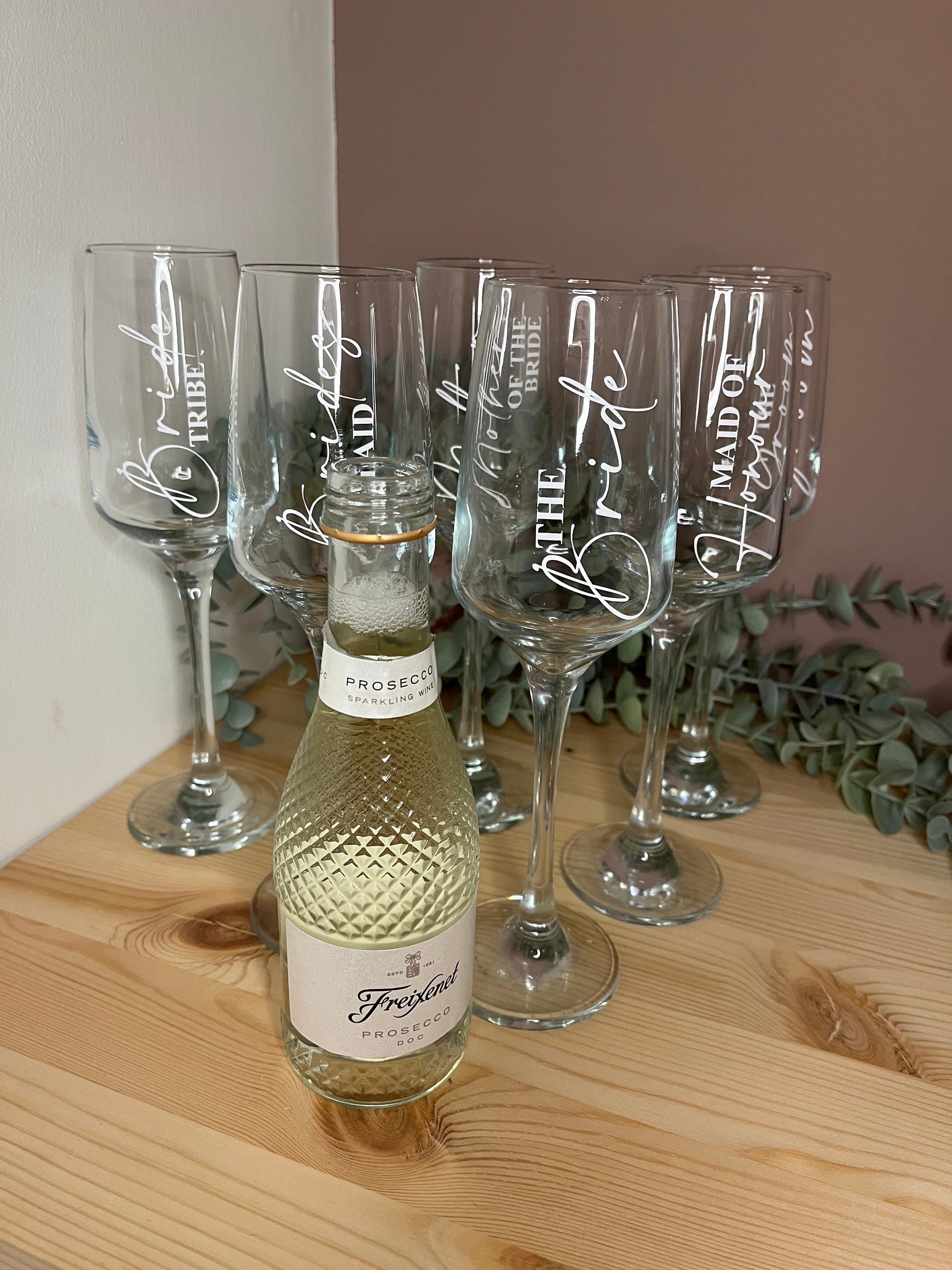 Bridal Wedding Morning Bridal Glass | Personalised Champagne Flutes | Hen Party/Bride Team/Bridesmaids/Gifts for Wedding Party - The Crafty Bee