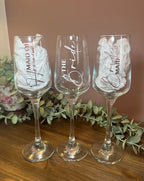 Bridal Wedding Morning Bridal Glass | Personalised Champagne Flutes | Hen Party/Bride Team/Bridesmaids/Gifts for Wedding Party - The Crafty Bee