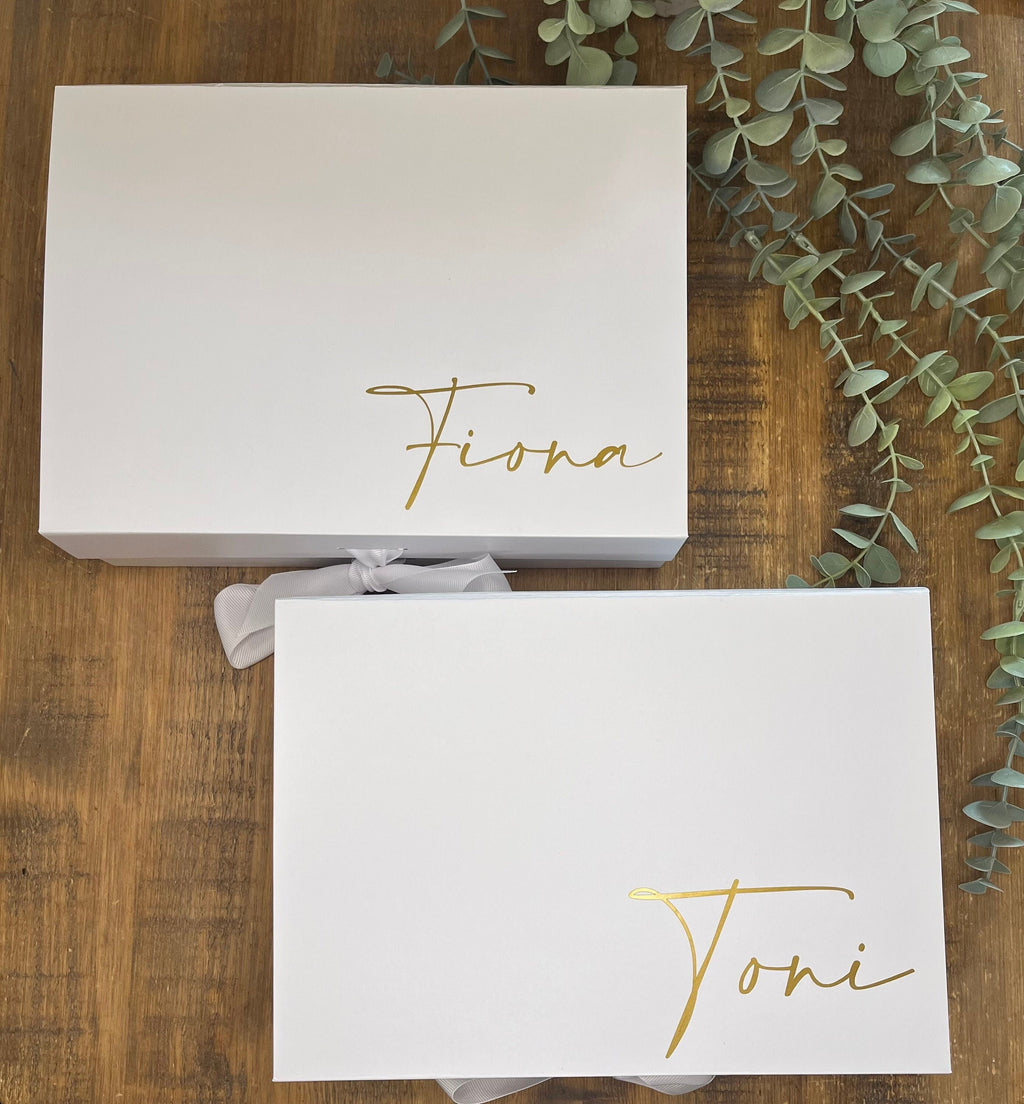 Bridesmaid Personalised Proposal Box | Luxury Bridal Thank You Gift Box | Personalised Magnetic Box Ribbon | MOH, Usher & Best Man Gift - The Crafty Bee