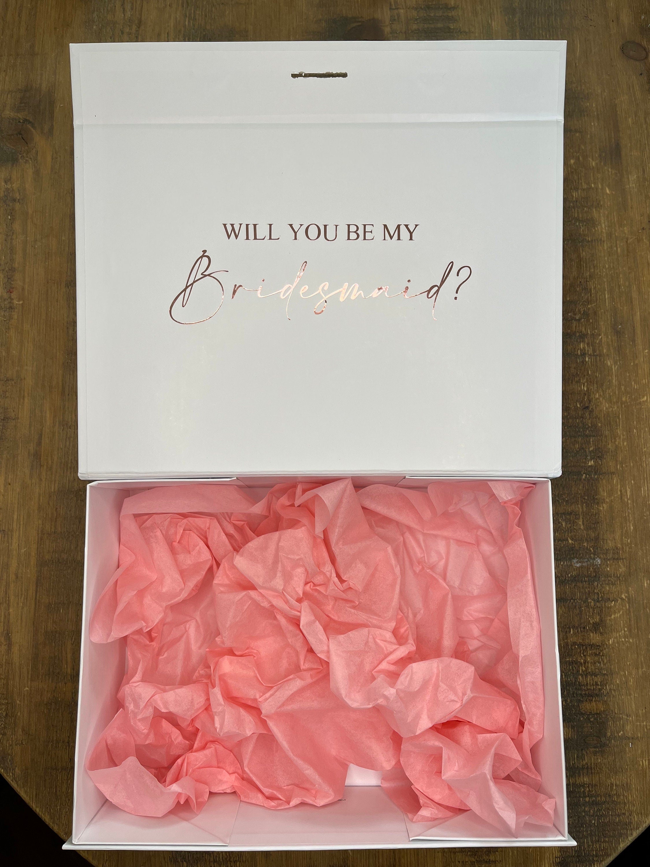 Bridesmaid Personalised Proposal Box | Luxury Bridal Thank You Gift Box | Personalised Magnetic Box Ribbon | MOH, Usher & Best Man Gift - The Crafty Bee
